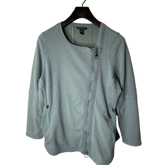 Athleta assymetrical moto jacket long sleeve blue women's size 1X - Picture 1 of 6